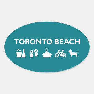 Adesivo Oval Ícones de praia de Toronto - Escuro