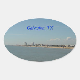 Adesivo Oval Ilha de Galveston, Texas
