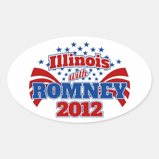 Adesivo Oval Illinois com Romney 2012 (Frente)