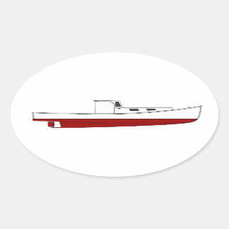 Adesivo Oval Ilustração das Cores do Barco de Lagosta de Maine-