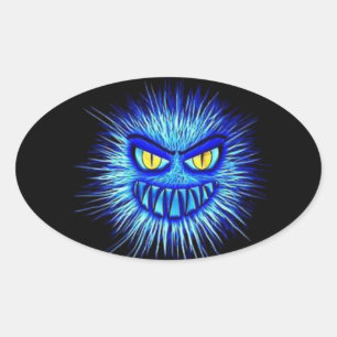 Adesivo Oval Ilustração Ghoulish cruento assustador do Dia da