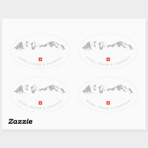 Adesivo Oval Ilustração Minimalista Eiger, Mönch e Jungfrau