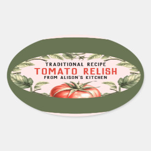 Adesivo Oval Ilustração vintage de molho de tomate