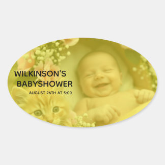 Adesivo Oval Imagem de Bebê Chá de Bebê
