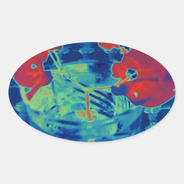 Adesivo Oval imagem de bougainville (Frente)