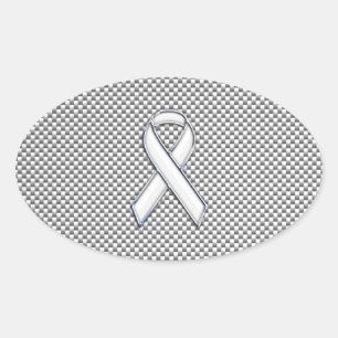 Adesivo Oval Impressão branco da fibra do carbono da