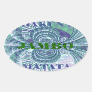 Adesivo Oval Impressão de Arte Aurora Matata