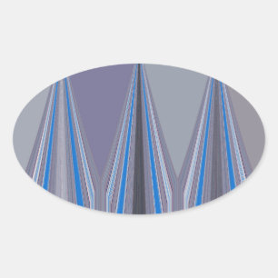 Adesivo Oval Impressão de Arte Chevron Azul, Roxo e Cinza