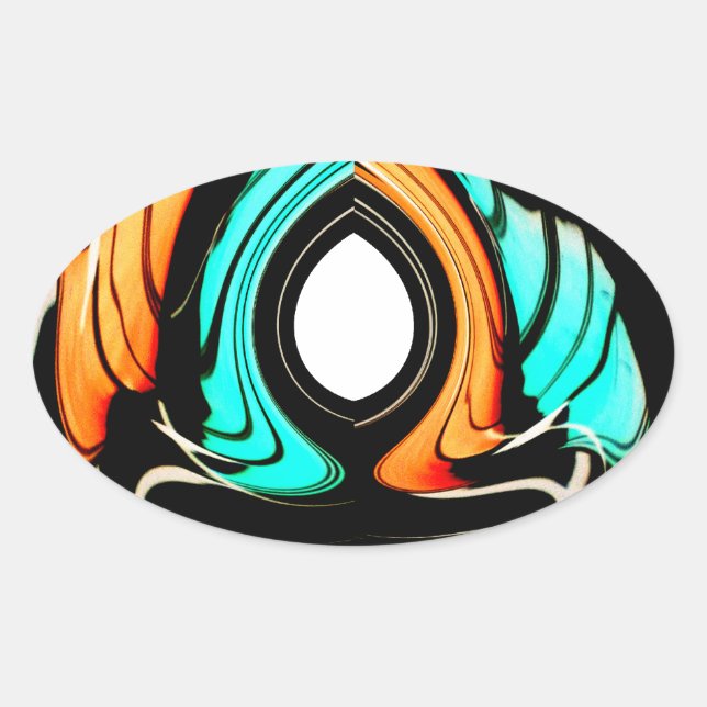Adesivo Oval Impressão de Arte de Padrão Tradicional Africano (Frente)