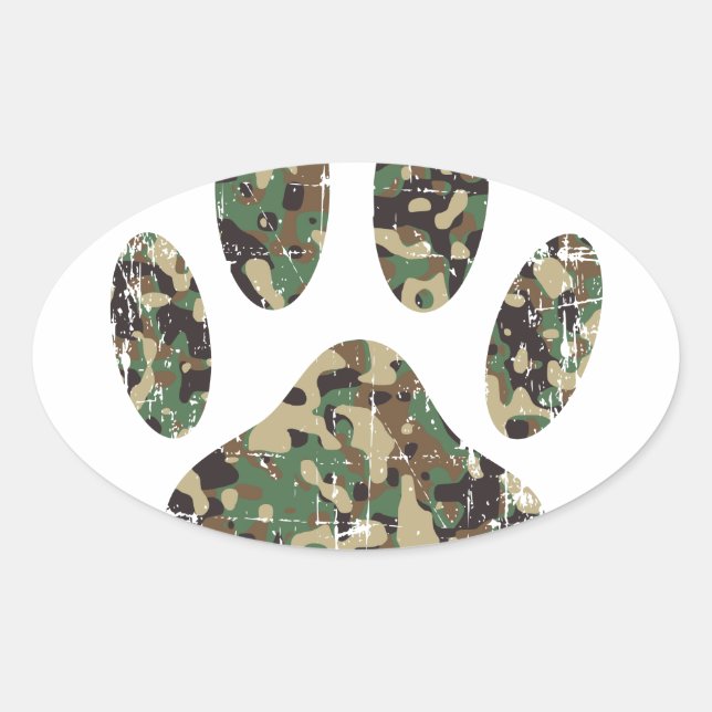 Adesivo Oval Impressão de Cachorro de Camo Distante (Frente)