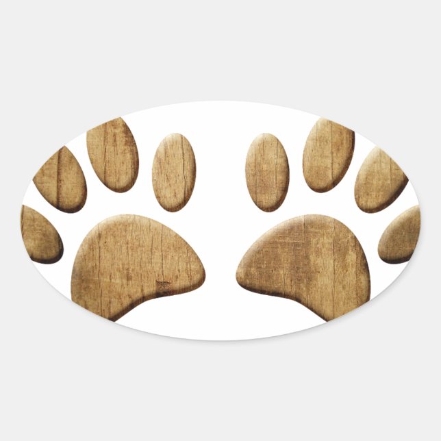 Adesivo Oval Impressão de Cães de Madeira (Frente)