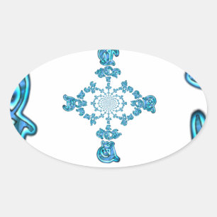 Adesivo Oval Impressão de Grafite de Teal Cyan Action