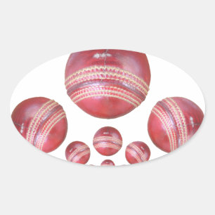 Adesivo Oval Impressão do Cricket Ball do Sports Lover