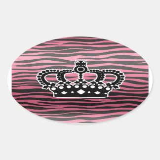 Adesivo Oval Impressão em zebra negra e rosa-princesa