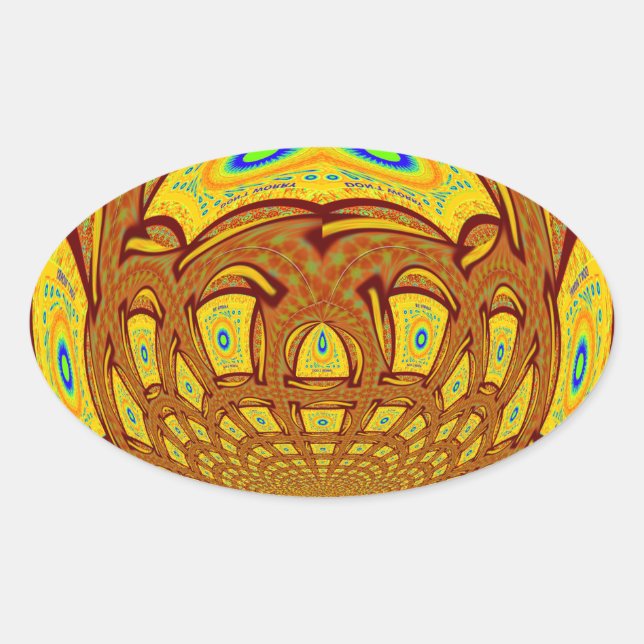 Adesivo Oval Impressão ouro Amarelo De Luvas De Beisebol (Frente)