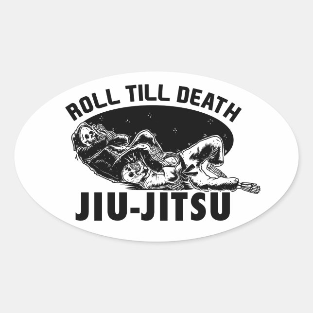 Adesivo Oval Incrível BJJ Grim Reaper Armbar Jiu-jitsu Sticker (Frente)