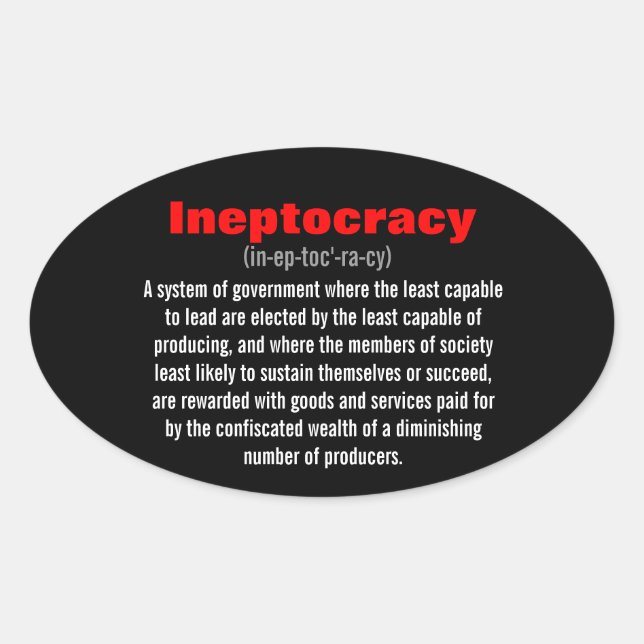 Adesivo Oval Ineptocracia (Frente)