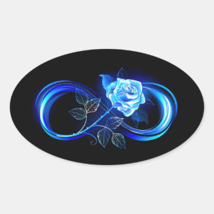 Adesivo Oval Infinito brilhante com rosa azul