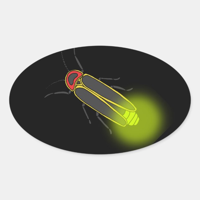 Adesivo Oval inseto relâmpago aceso (Frente)