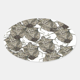 Adesivo Oval Insetos de rosa encandeados