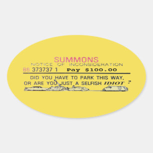 Adesivo Oval Intimação má do estacionamento