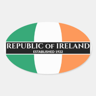 Adesivo Oval Irish Republic Flag Instituído em 1922 White Text