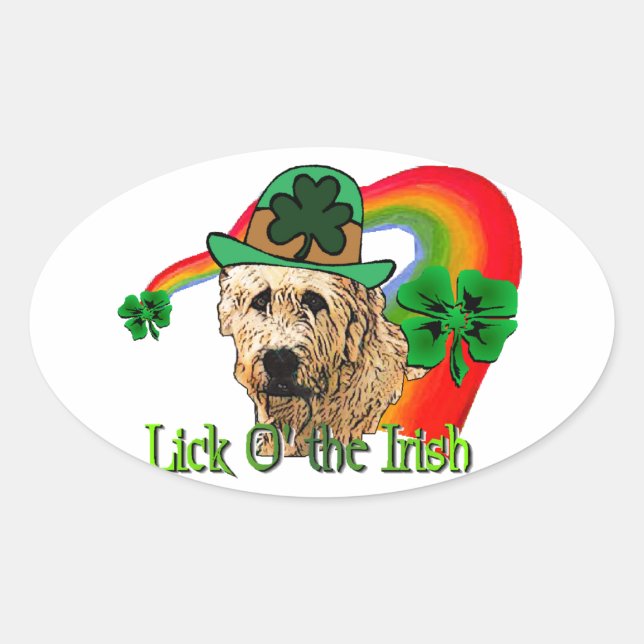 Adesivo Oval Irish Wolfhound St Patricks (Frente)