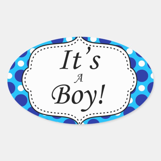 Adesivo Oval Its A Boy Polka Dot Milestone (Frente)