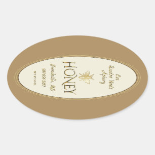 Adesivo Oval Ivory Queenline Honey Label Heraldic Bee