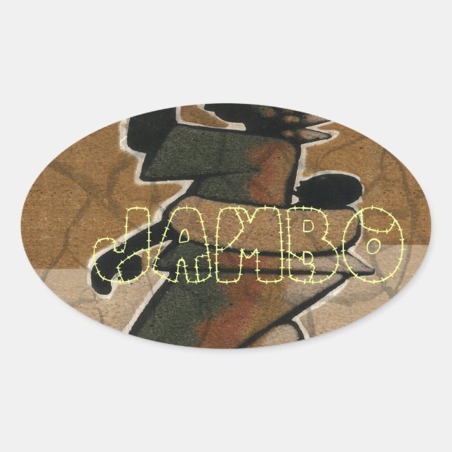 Adesivo Oval Jambo Habari Hakuna Matata. (Frente)