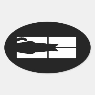 Adesivo Oval Janela Cat Clique para Personalizar Decor de Cores