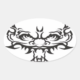 Adesivo Oval Japonês Tattoo Oni Demon