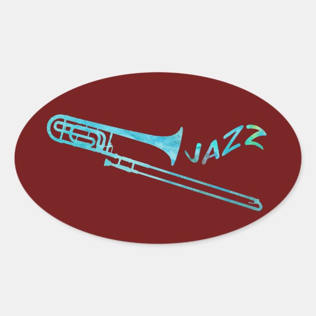 Adesivo Oval Jazz Trombone (Frente)