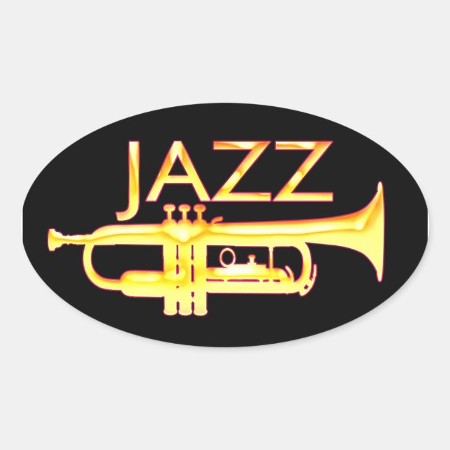 Adesivo Oval Jazz Trumpet Oval Stickers (Frente)