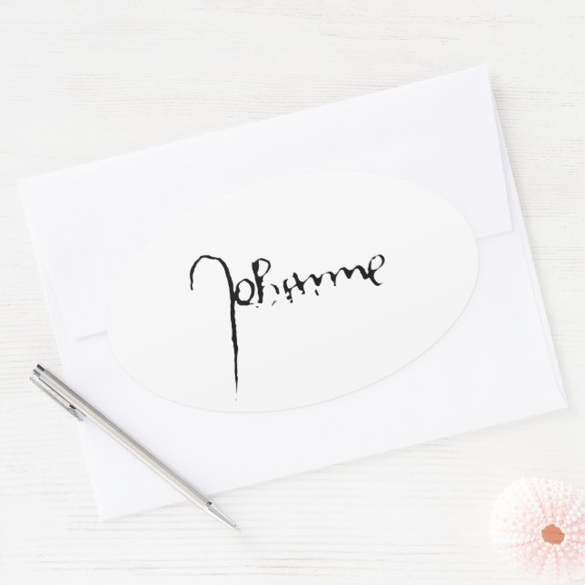 Adesivo Oval Jeanne d'Arc Saint Joan Heilige Johanna Signature (Envelope)