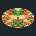 Adesivo Oval JESSA ~ CHRISTMAS 2025 Verde Amarelo Vermelho ~<br><div class="desc">Este é um design fractal feito com cores e tons de Natal. É 3D.</div>