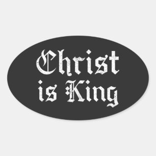 Adesivo Oval Jesus Cristo é Rei - estilo gótico grunge erosiona