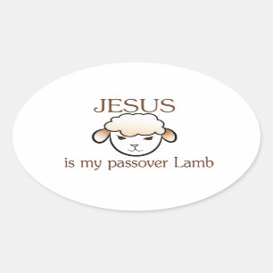 Adesivo Oval Jesus é a minha passagem Lamb