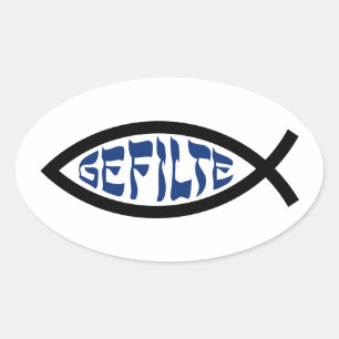 Adesivo Oval Jesus Gefilte Fish - Humor Judaico da Páscoa