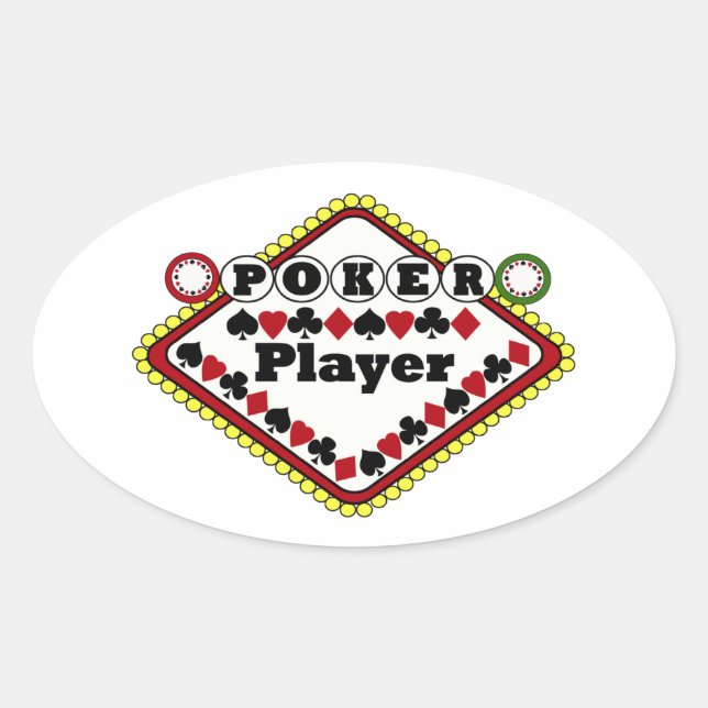 Adesivo Oval Jogador de Poker (Frente)