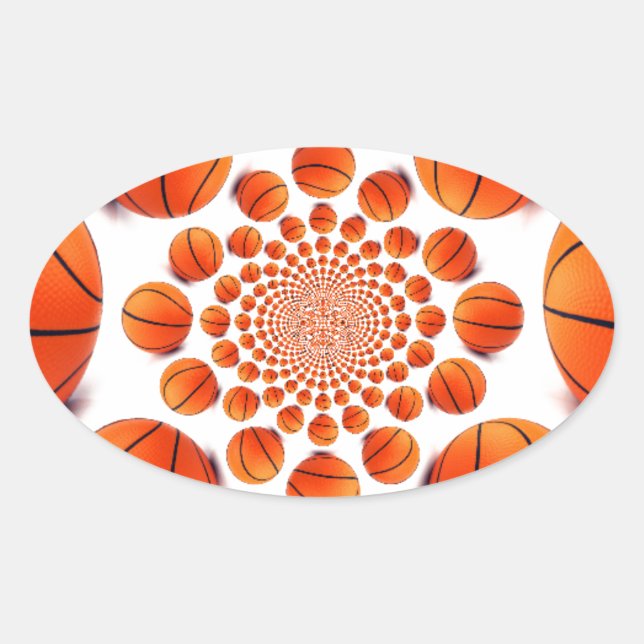 Adesivo Oval Jogo de basquete dos campeões: Court Vision Kaleid (Frente)