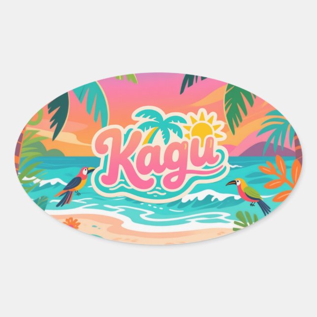 Adesivo Oval Kagu Tropical (Frente)