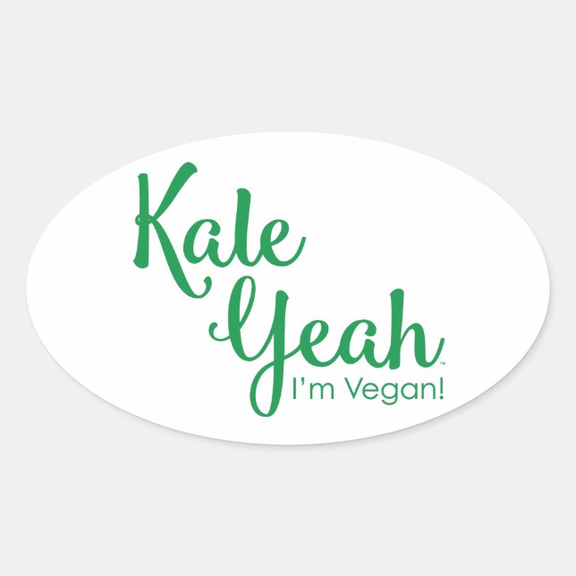 Adesivo Oval Kale Sim, sou Vegan Sticker (Frente)