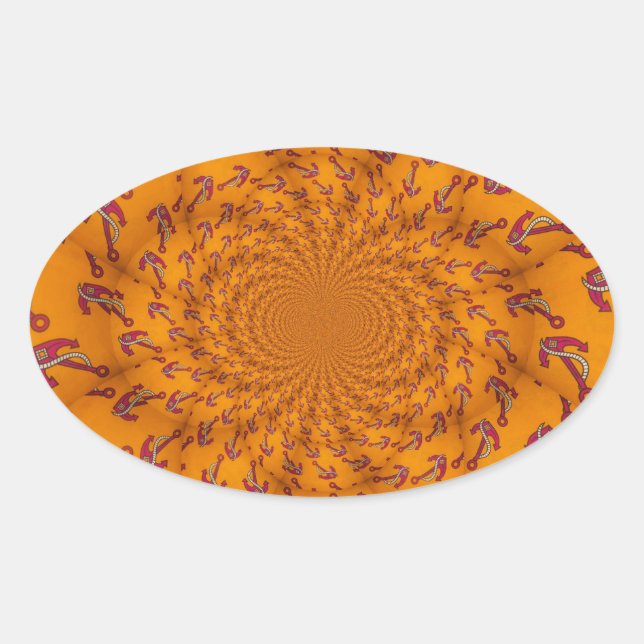 Adesivo Oval Kaleidoscope Anchor Impressão de Arte (Frente)