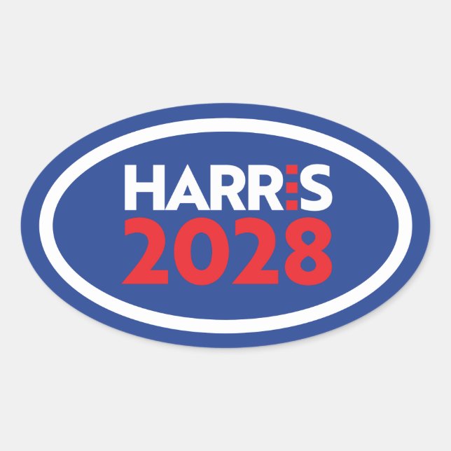 Adesivo Oval Kamala Harris 2028 (Frente)