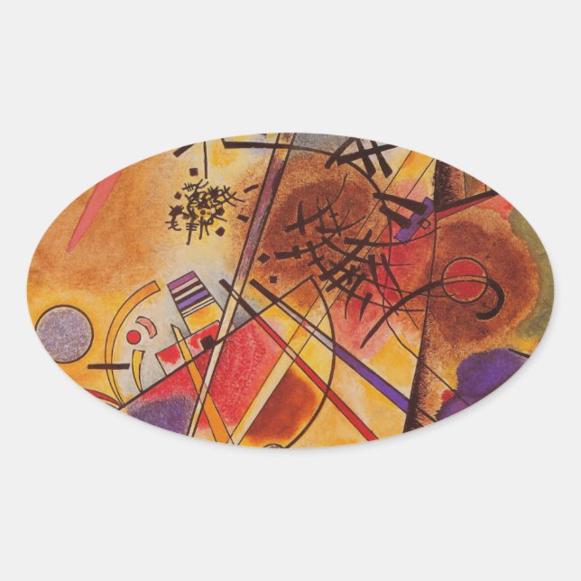 Adesivo Oval Kandinsky Brown Yellow Red Blue (Frente)