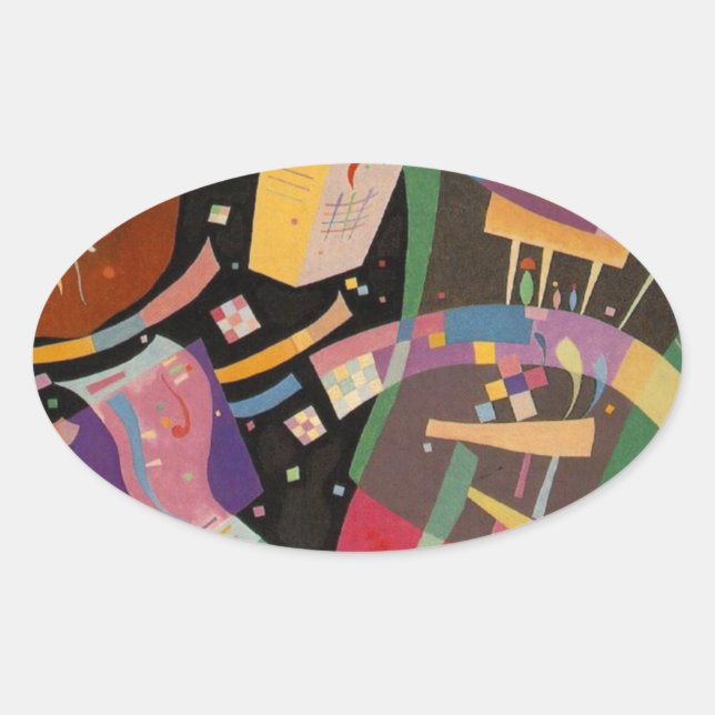 Adesivo Oval Kandinsky Composition 10 Abstrato Painting (Frente)