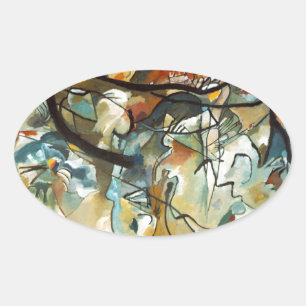 Adesivo Oval Kandinsky Composition V Abstrato Pintura