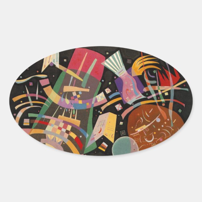 Adesivo Oval Kandinsky Composition X Abstrato Trabalho de arte (Frente)