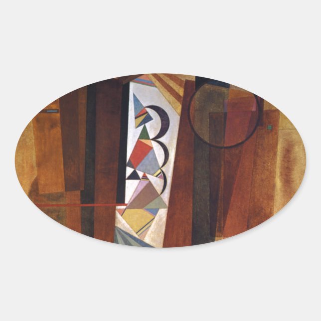 Adesivo Oval Kandinsky Development in Brown Abstrato Painting (Frente)